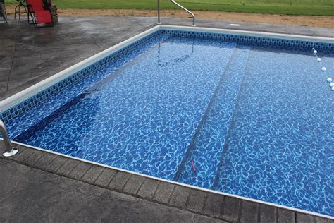 Vinyl Liner Swimming Pool With Sun Deck And Full Width Steps Raft To Rafters Pool And Spa