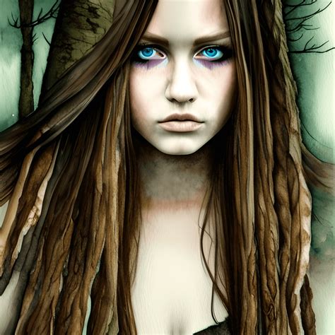 Eerie Girl In Dark Forest · Creative Fabrica