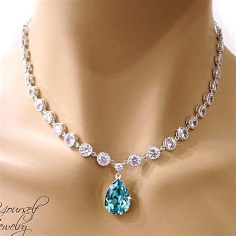 Wedding Jewelry On Instagram Stunning Swarovski Teal Blue Necklace