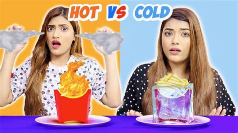 Eating Only Hot Vs Cold Food Challenge Samreen Ali Youtube