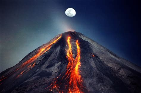 Volcán De Colima And The Moon Earth Blog