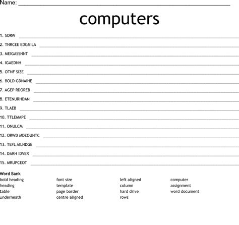 Computers Word Scramble Wordmint