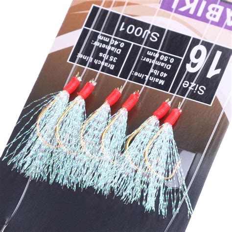 6pcs Size 16 Sabiki Lure Rigs With Fishing Hook L Gold Barbed Hook Soft