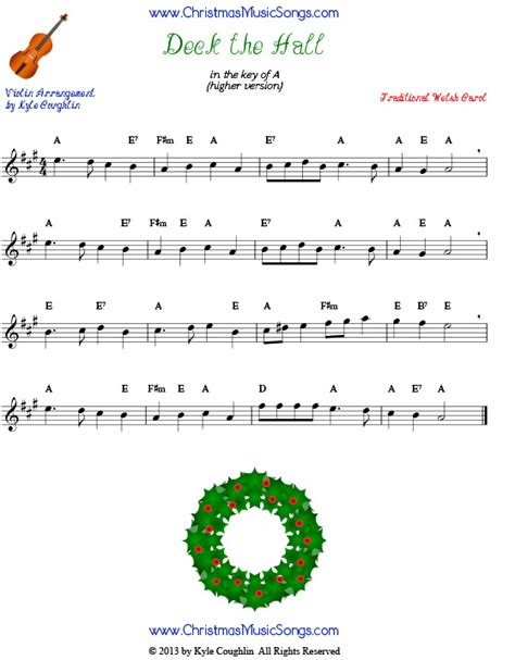Deck The Halls For Violin Free Sheet Music