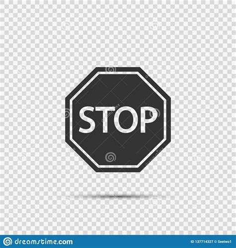 Stop Sign Icons On Transparent Background Stock Vector Illustration