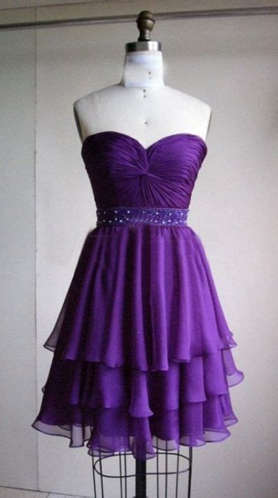 Strapless Purple Tiered After 5 Dress With Sheared Bodice Purple Prom