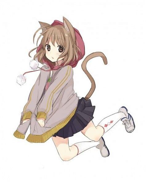 Anime Girl With Brown Hair And Cat Ears