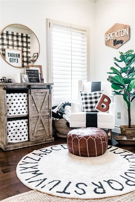 3:44 the blackwelders recommended for you. Brexton's Black and White Boho Farmhouse Nursery | White nursery, Baby boy rooms, Baby room decor