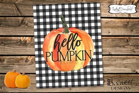 Hello Pumpkin Print Buffalo Check Pumpkin Print Pumpkin Etsy