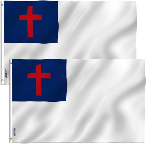 Anley Pack Of 2 Fly Breeze 3x5 Foot Christian Flag Vivid Color And Uv
