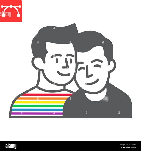 Gay Couple Glyph Icon Lgbt And Marriage Homosexual Couple Vector Icon Vector Graphics