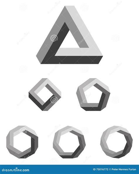 Penrose Triangle Icon Geometric 3d Object Optical Illusion Black