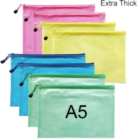 A5 Document Folder File Zipper Bags Plastic Wallets Folder Extra Thick