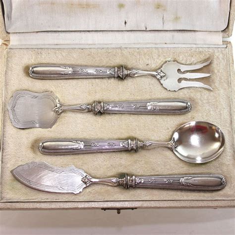 Antique French Sterling Silver Handled Hors Doeuvres Serving Utensil