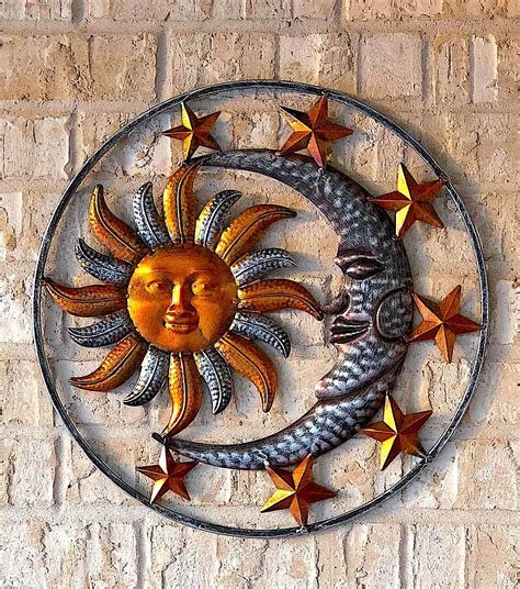 Home And Garden Large Metal Sun Moon Celestial Garden Decor Art Patio