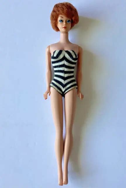 Vintage Mattel Barbie Doll Bubble Cut Titian Red Hair Striped Swimsuit Picclick