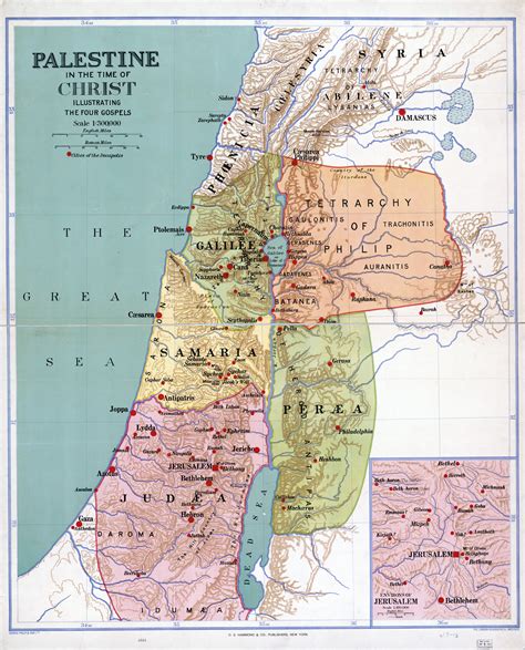 Palestine is a region rich in history, culture, tradition, and holds treasures of great importance for three major world religions: Large detailed old map of Palestine in the time of Christ ...