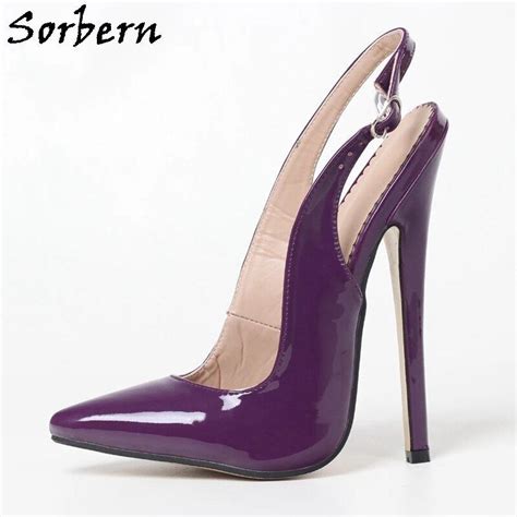 Sorbern Custom Shiny Slingback Women Pumps Pointed Toe High Heels 7