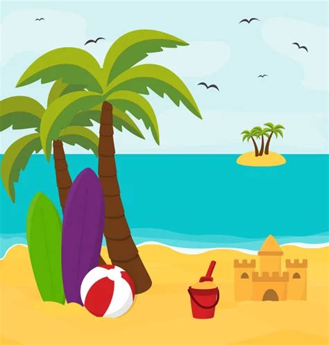 Playa paisaje de dibujos animados vector gráfico vectorial jemastock imagen