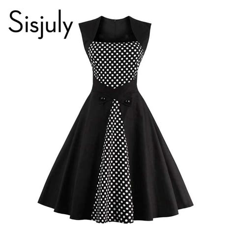 Aliexpress Com Buy Sisjuly Vintage Women Dress S Party Style Sleeveless Patchwork Black
