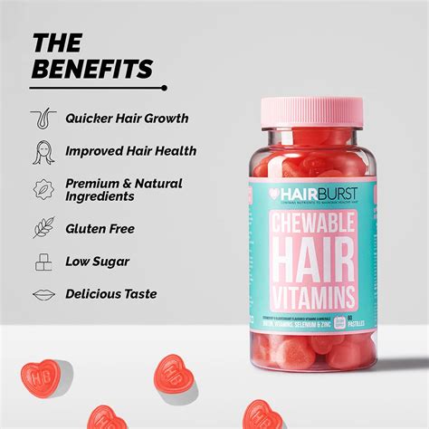 hair burst chewable hair vitamins hair growth supplements for both men and women with biotin
