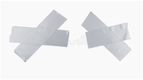 Silver Scotch Tape Pieces Isolated On White Background Stock Photo