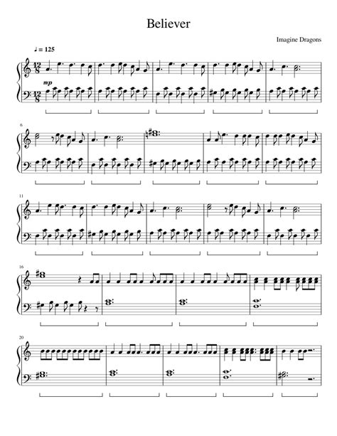 Believer By Imagine Dragons For Piano Sheet Music For
