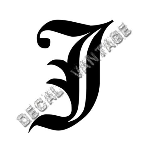 Old English J Letter Initial Vinyl Sticker Decal Font Diploma Choose
