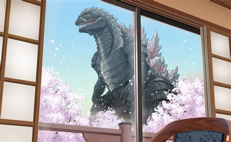 Safebooru Cherry Blossoms Godzilla Godzilla Singular Point Godzilla
