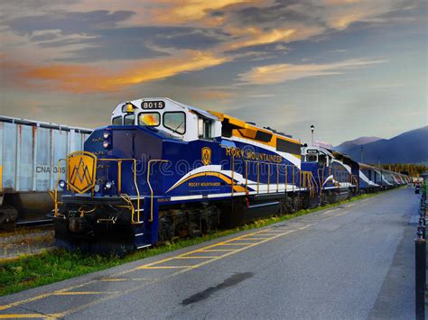 Train Canadian Rockies Rocky Mountaineer Train Editorial Image Image