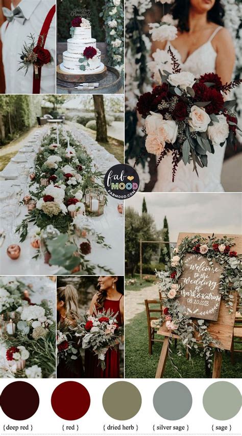 Red Sage White And Silver Sage Wedding Color Palette Wedding Theme