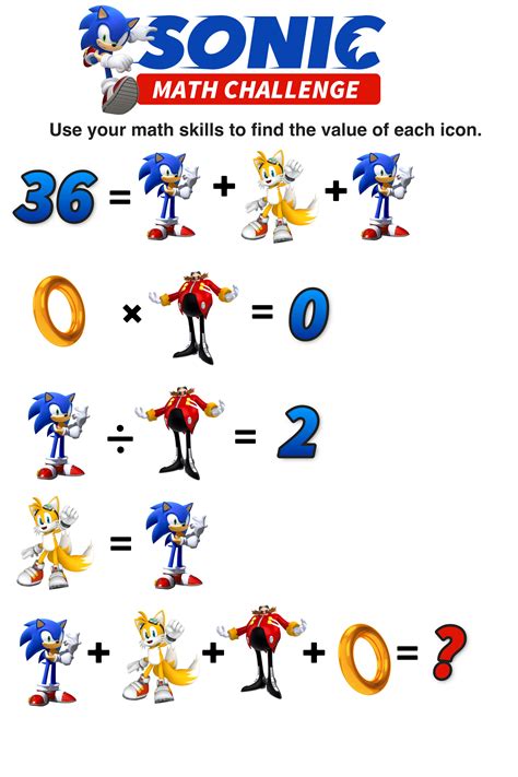 Sonic The Hedgehog Math Worksheet