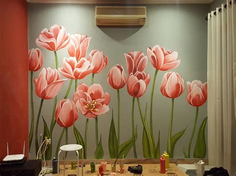 Proses Pembuatan Mural Bunga Imural Portfolio Imurals Artwork Gallery