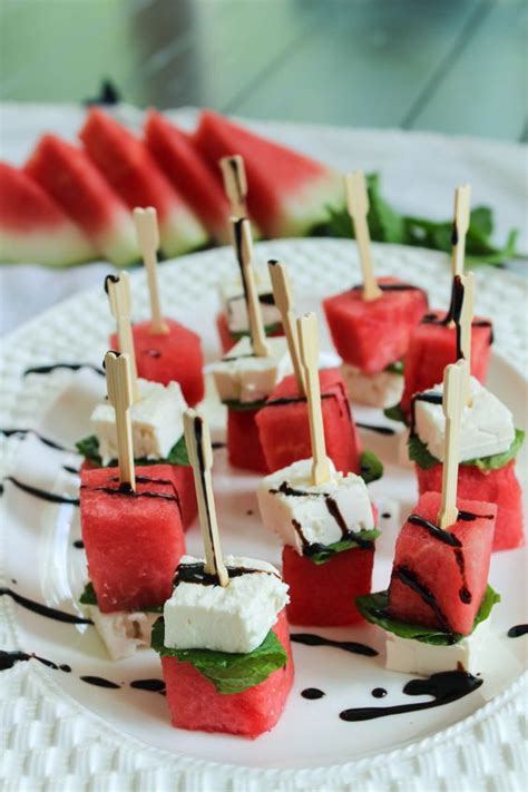 Watermelon Feta Mint Skewers Recipe Mint Feta And Skewers