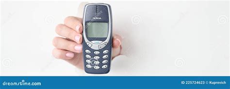 Female Hand Hold Button Phone Nokia 3310 Editorial Stock Photo Image