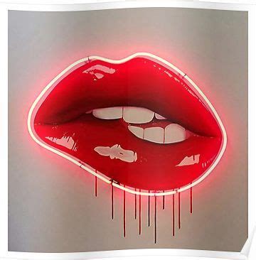 Freehand drawn speech bubble cartoon man biting lip. Neon Lip Biting Tapestry Poster | Neon lips, Lip artwork ...