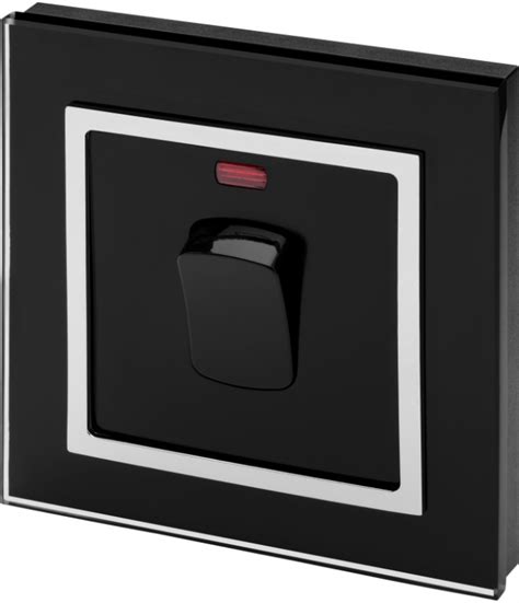 Retrotouch Crystal Black Chrome Trim 45a Dp Cooker Switch With Neon Ukes