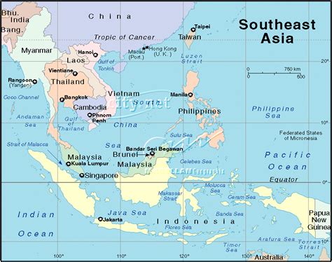 In malaysia is a peninsula in southeast asia. Satellite Views and Political Maps of South-East Asia
