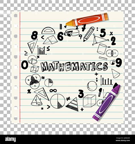 Doodle Math Formula With Mathematics Font On Notebook Page Illustration