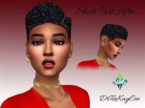 The Sims Resource Short Parted Afro Hair Retextured By Drteekaycee