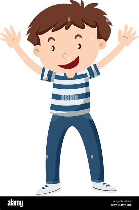Happy Boy With His Hands Up Illustration Stock Vector Image And Art Alamy