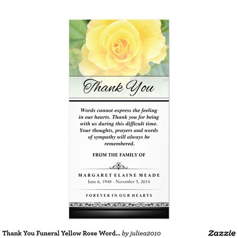 Thank You Funeral Yellow Rose Words Cannot Express