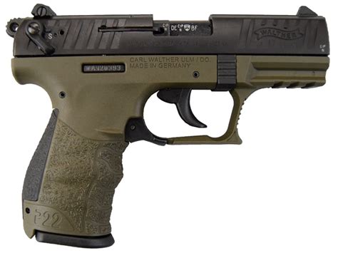 Walther P22 Pistol 22 Lr 342in Threaded Barrel 10rd Military Od Green