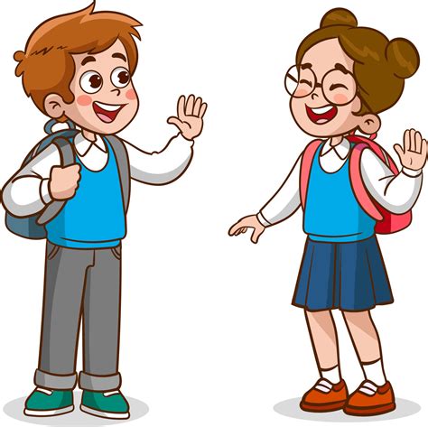 Little Kid Say Hello To Friend And Go To School Together 13479804