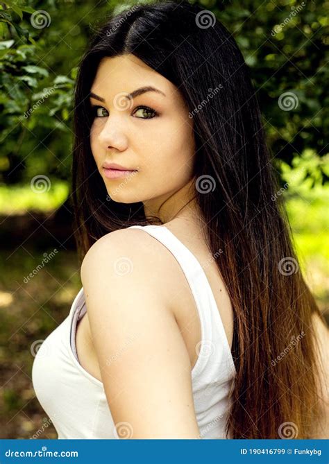 Long Haired Beautiful Woman Close Up Stock Image Image Of Blue Model 190416799