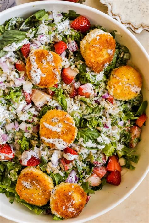 Strawberry Poppyseed Salad With Goat Cheese Croutons Krolls Korner