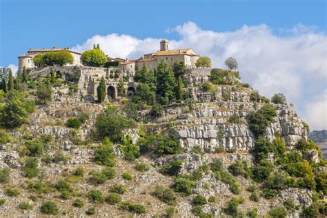 Close Up View Of The Medieval Hilltop Village Of Gourdon France Stock