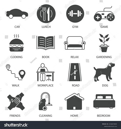 Daily Life Icons Set Daily Life Stock Vector Royalty Free 2156674005