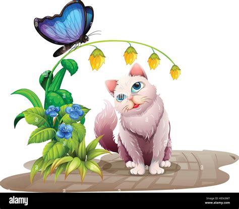 Illustration Of A Cat Looking At Butterfly Stock Vector Image And Art Alamy