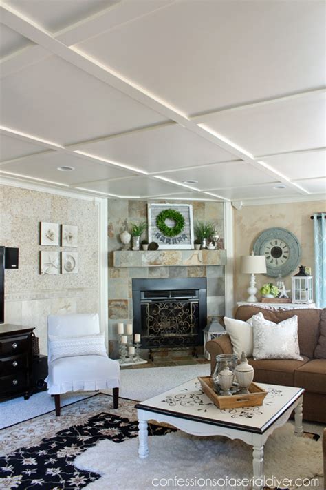 If you fashion your ceiling in a great way, it can make up the complete interior. Faux Coffered Ceiling | Confessions of a Serial Do-it ...